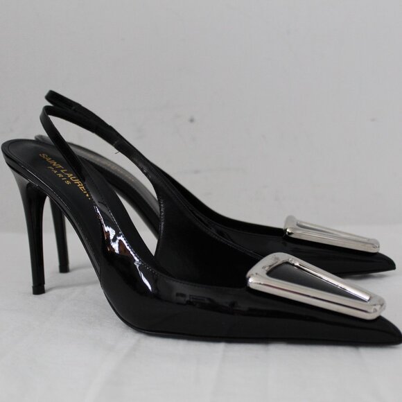 NWOB Saint Laurent Torgeis Adena Slingback Patent Leather Pumps Heels 38.5 - Picture 1 of 6